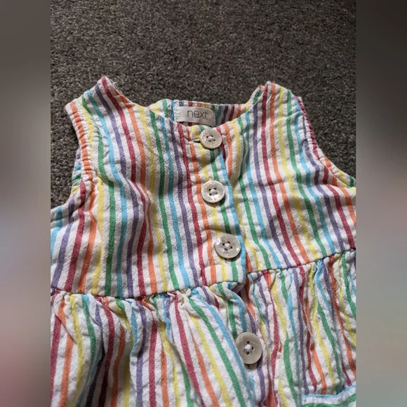 2 Next summer cotton dresses baby girl 6-9 months floral stripes - Picture 5 of 10